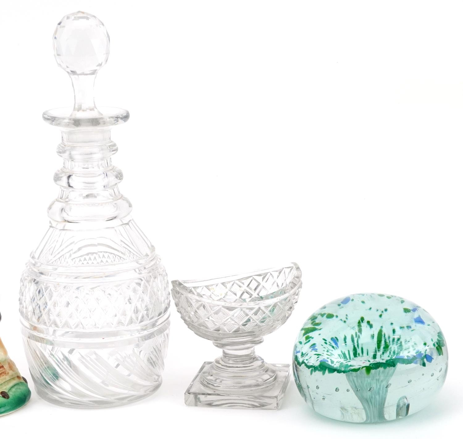 19th century and later ceramics and glassware including a Georgian three ringed decanter, bisque - Image 3 of 5