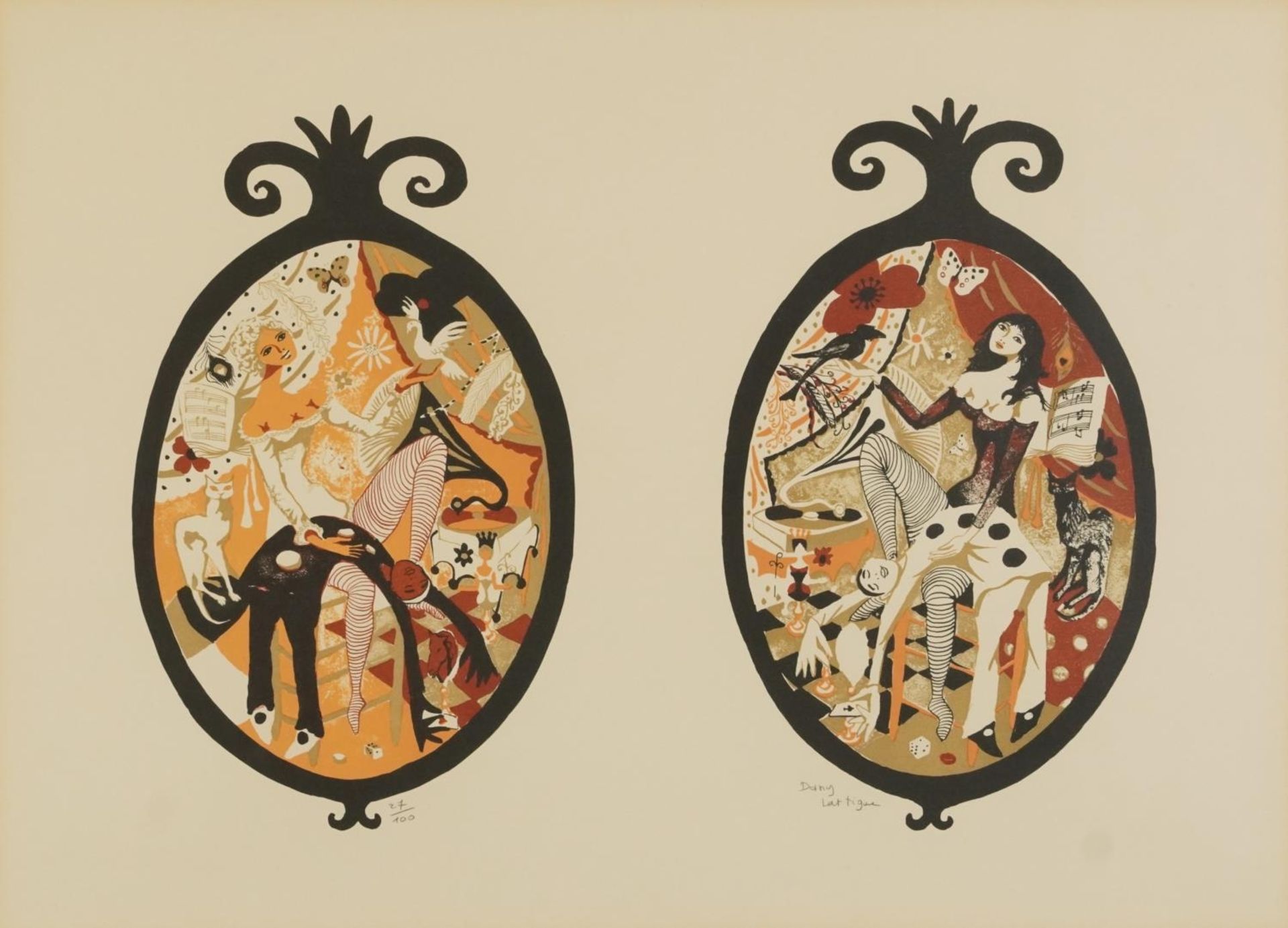 Dany Lartigue - Theatrical Performers, pencil signed print in colour, limited edition 27/100,