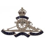 Military interest 18ct white gold, diamond and enamel Royal Engineers sweetheart brooch, 4cm wide,