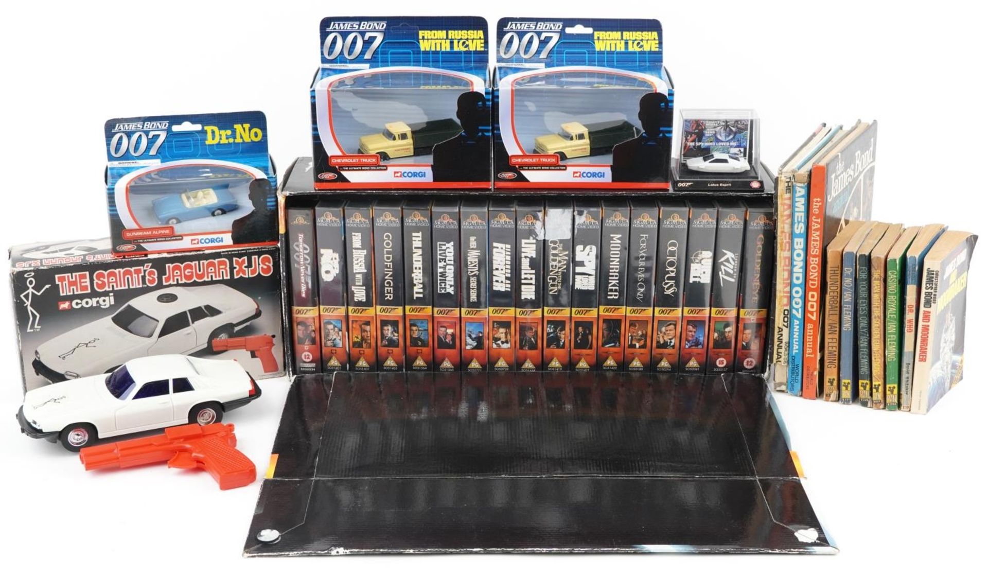 Vintage and later James Bond 007 toys and collectables including Corgi diecast figures with boxes,