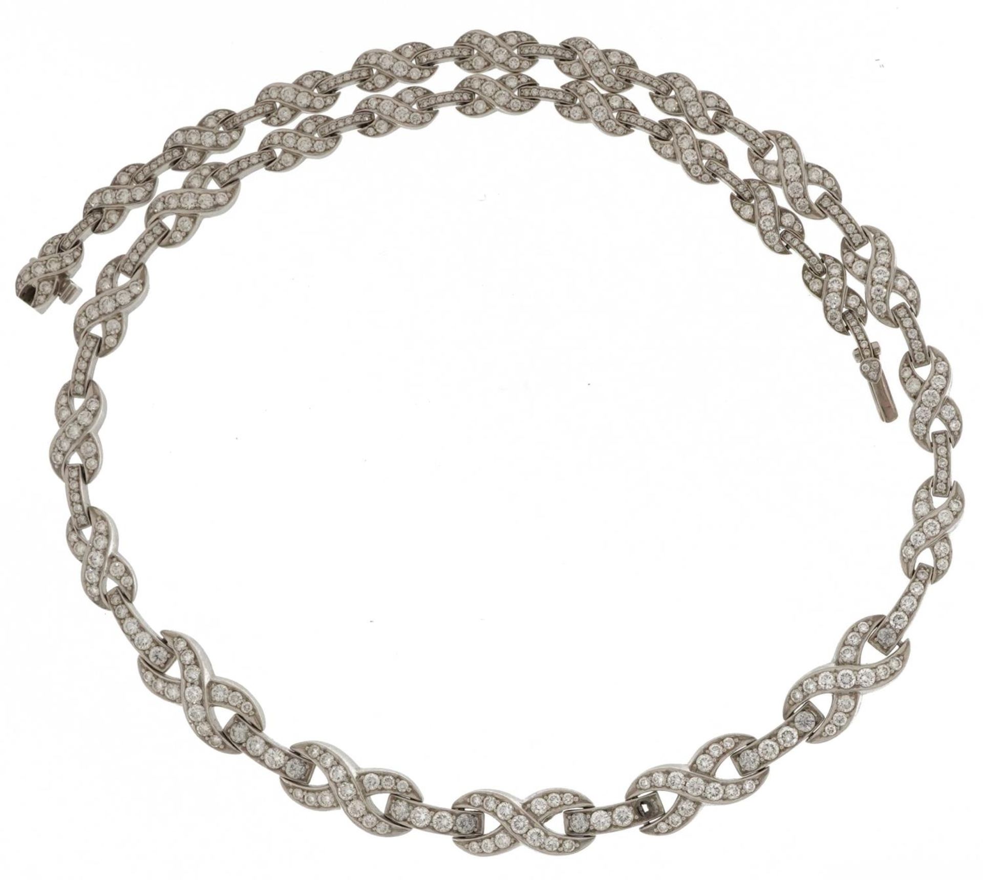 Good platinum diamond infinity link necklace, the largest diamonds approximately 2.10mm in diameter, - Image 2 of 4