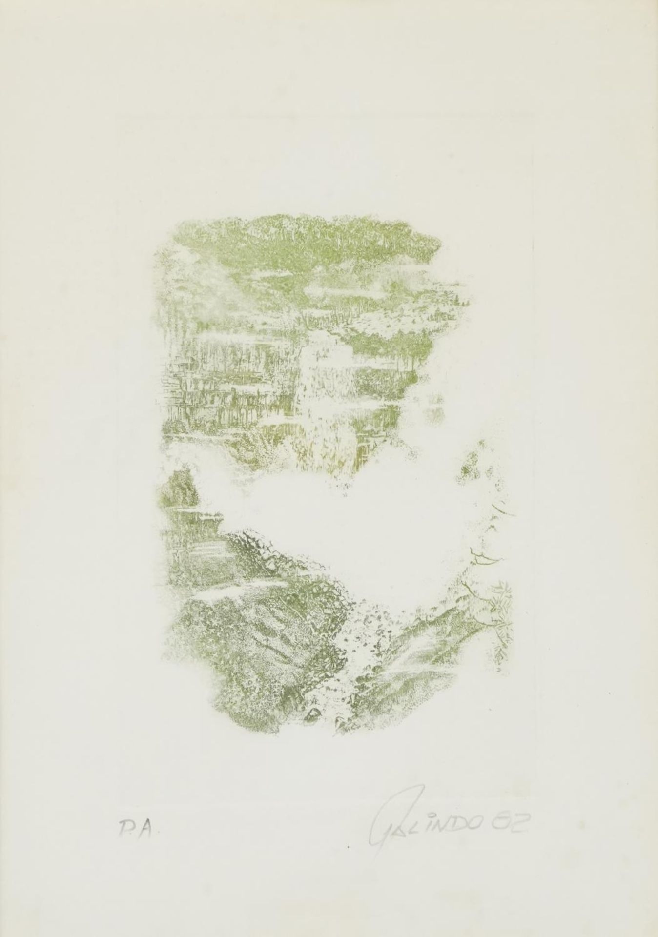 Galindo - Abstract composition, European school pencil signed etching inscribed P A to the mount,