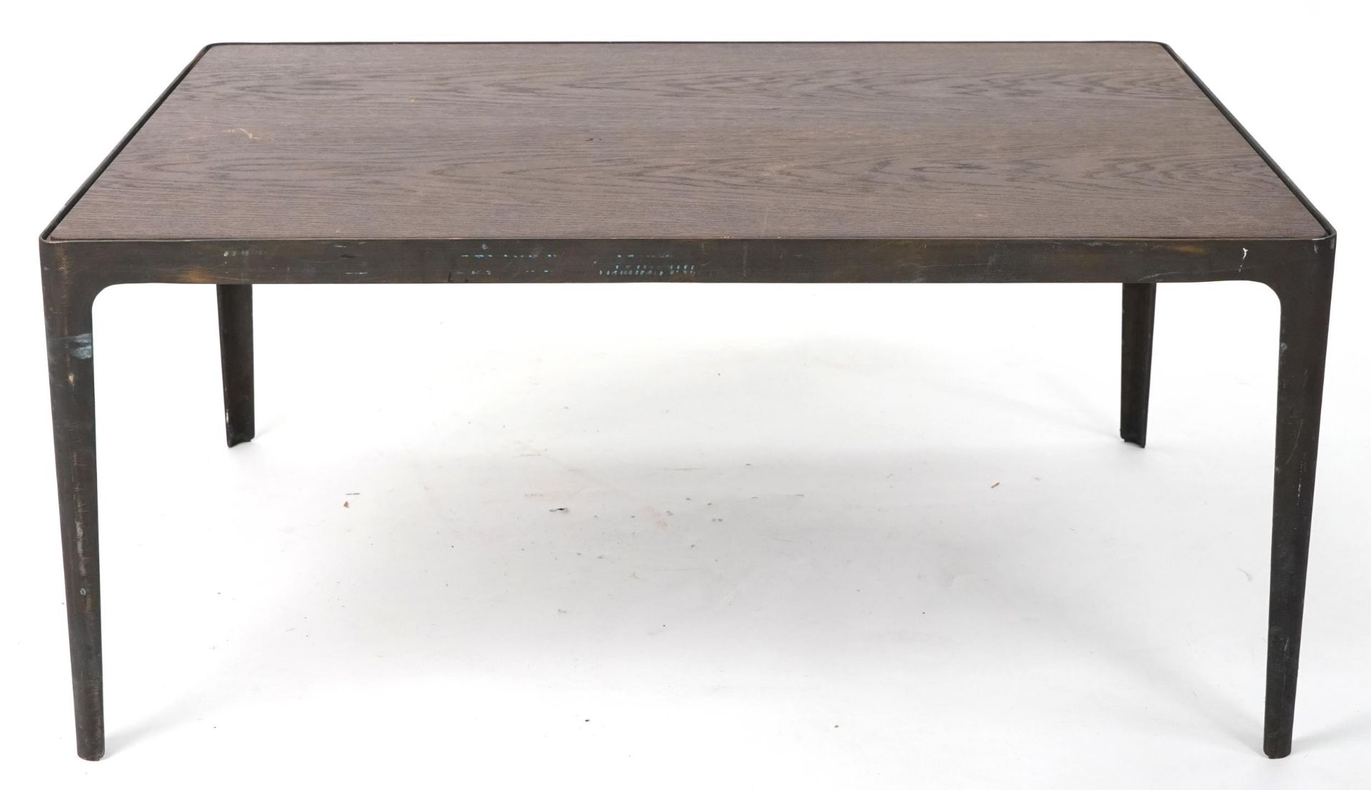 Industrial painted metal and hardwood rectangular coffee table, 45cm H x 100cm W x 70cm D - Bild 2 aus 4