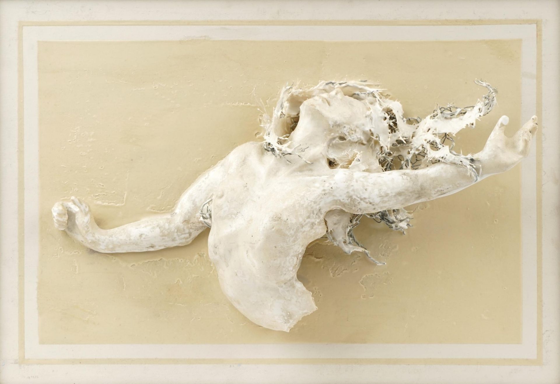 Neil Wilkinson, contemporary Brutalist resin wall sculpture of a nude female, Breaking Free, overall