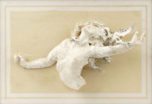 Neil Wilkinson, contemporary Brutalist resin wall sculpture of a nude female, Breaking Free, overall