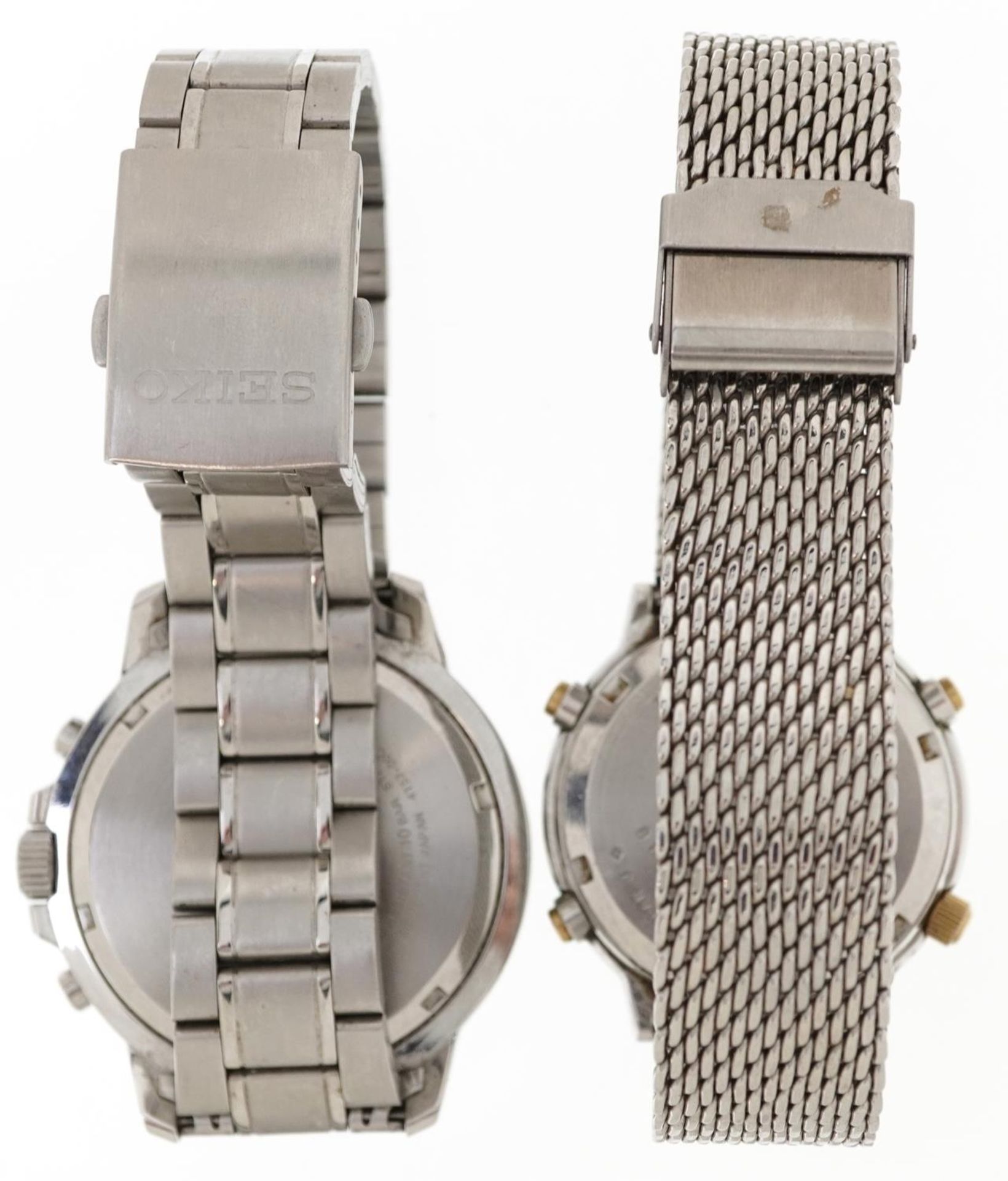 Seiko, two gentlemen's chronograph quartz wristwatches including Sports 100, the largest 43mm in - Bild 3 aus 5