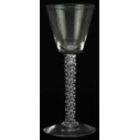 18th century wine glass with mercury twist stem, 15.5cm high