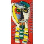 After Karel Appel - Head and shoulders portrait, Dutch school impasto oil on canvas, mounted and