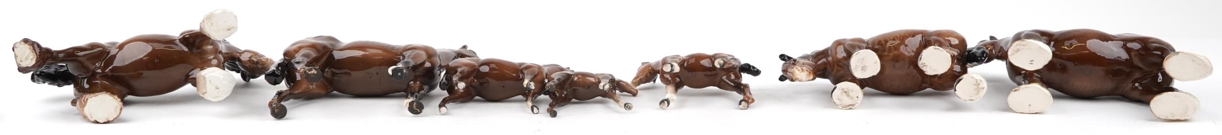 Seven Beswick collectable horses and foals, the largest 23cm in length - Image 5 of 6