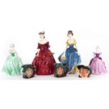 Collectable figures and character jugs including Royal Doulton Melanie and Coalport Epsom Summer