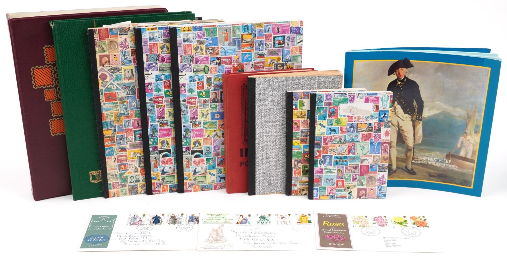 Collection of British and world stamps arranged in nine albums or stock books and an Australia's