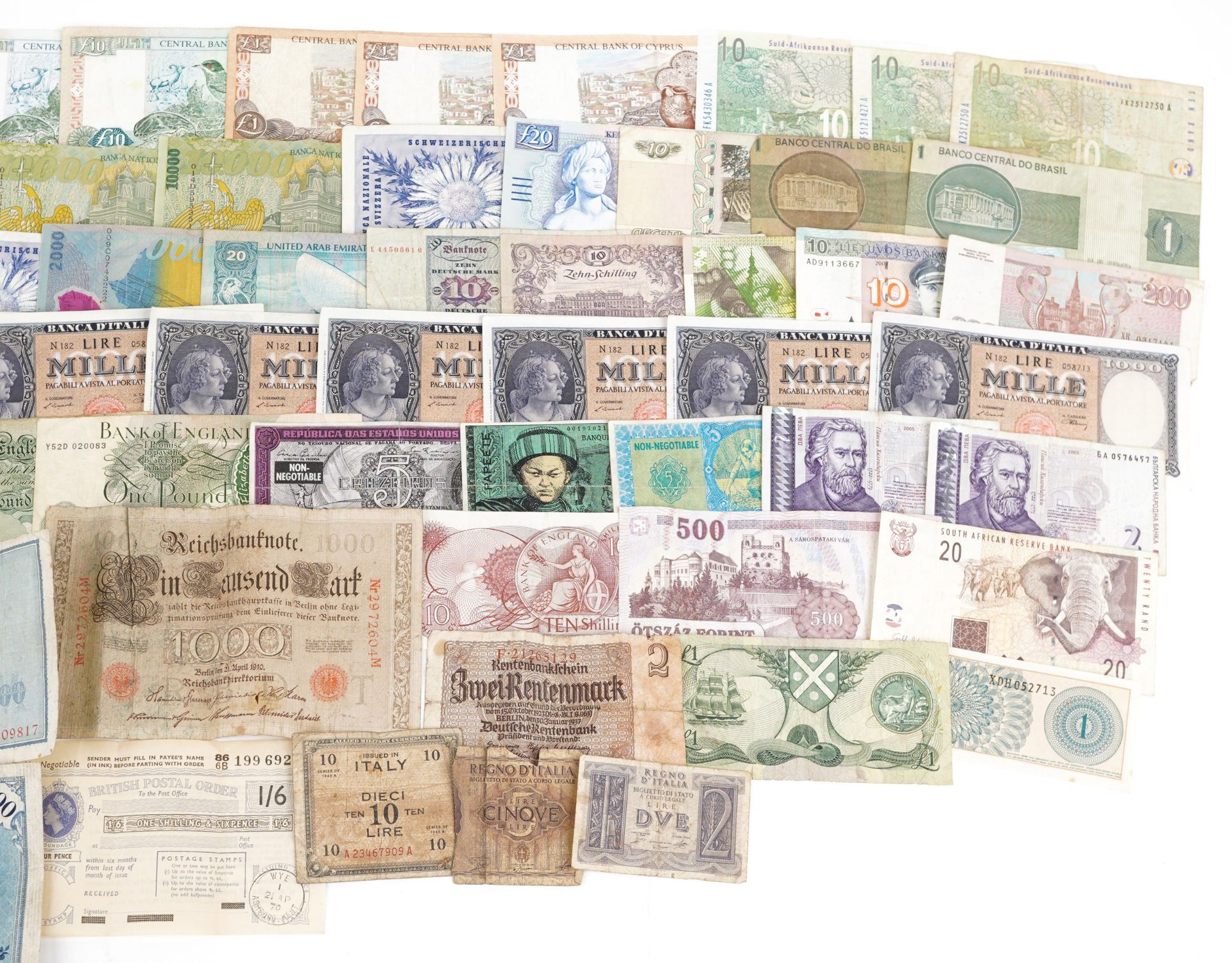 Collection of world banknotes including France and Cyprus - Bild 3 aus 3