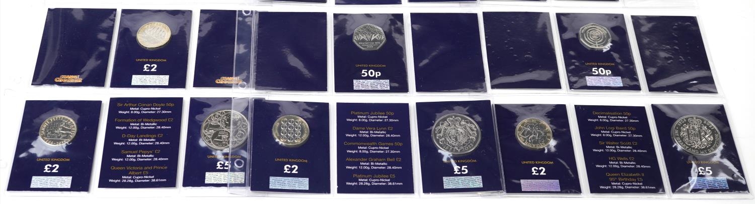 Six Elizabeth II Change Checker commemorative coin sets, each comprising five pound coin, three - Image 4 of 4