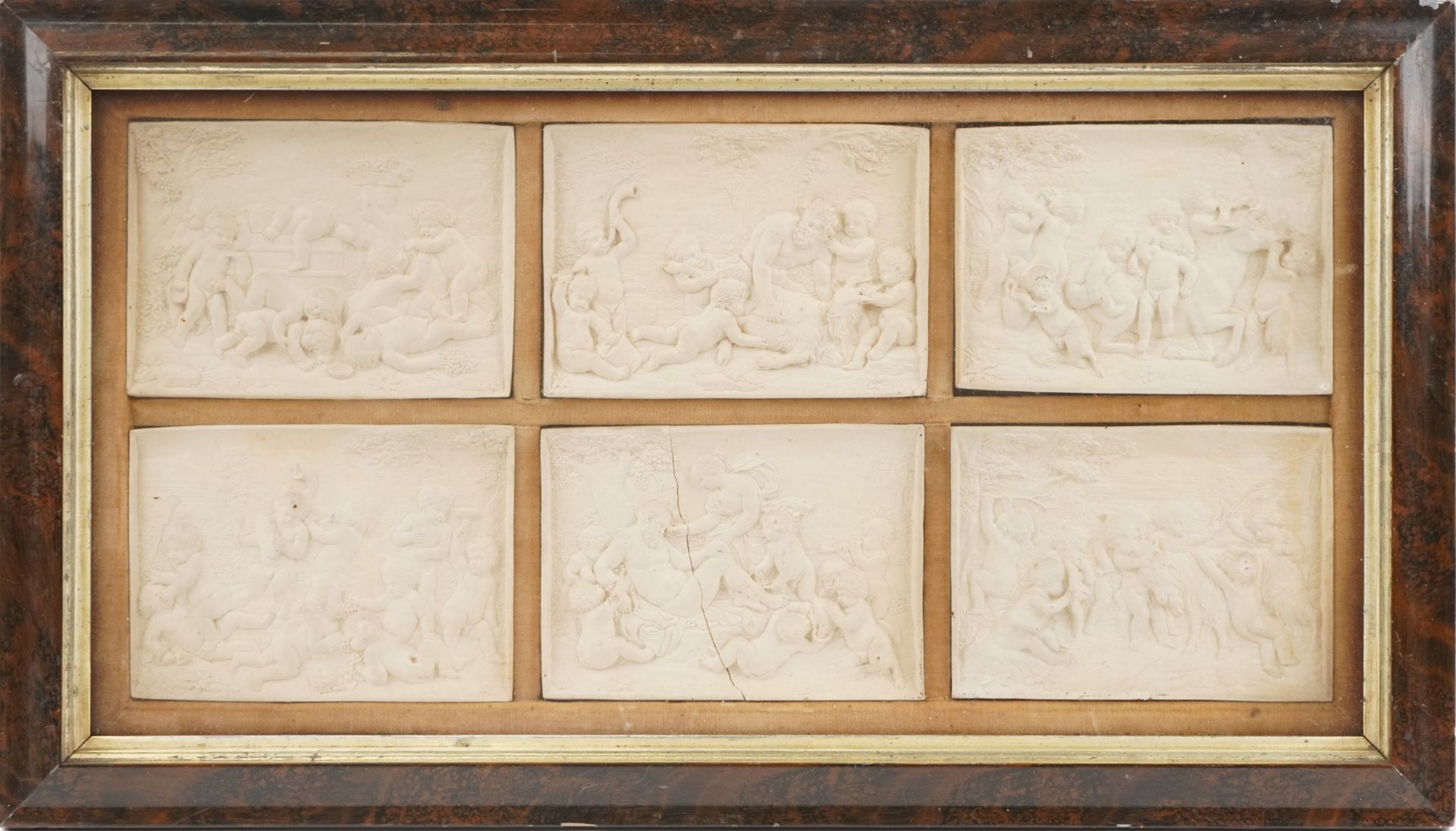 Set of six 19th century Grand Tour classical Bacchanalian panels housed in a glazed framed - Bild 2 aus 10