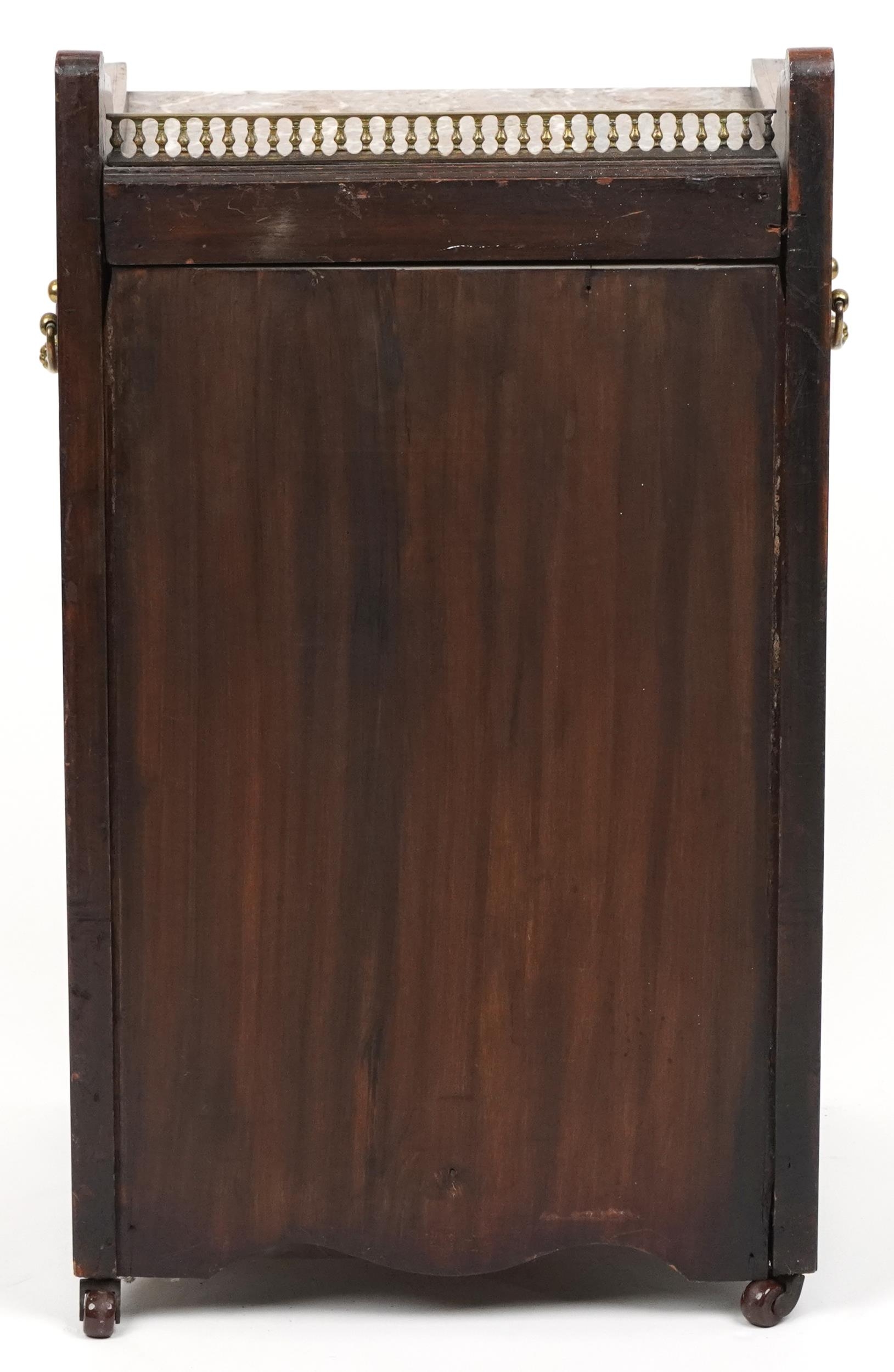 Victorian inlaid rosewood coal scuttle with marble top and brass mounts, 64cm H x 36cm W x 33.5cm D - Image 5 of 5