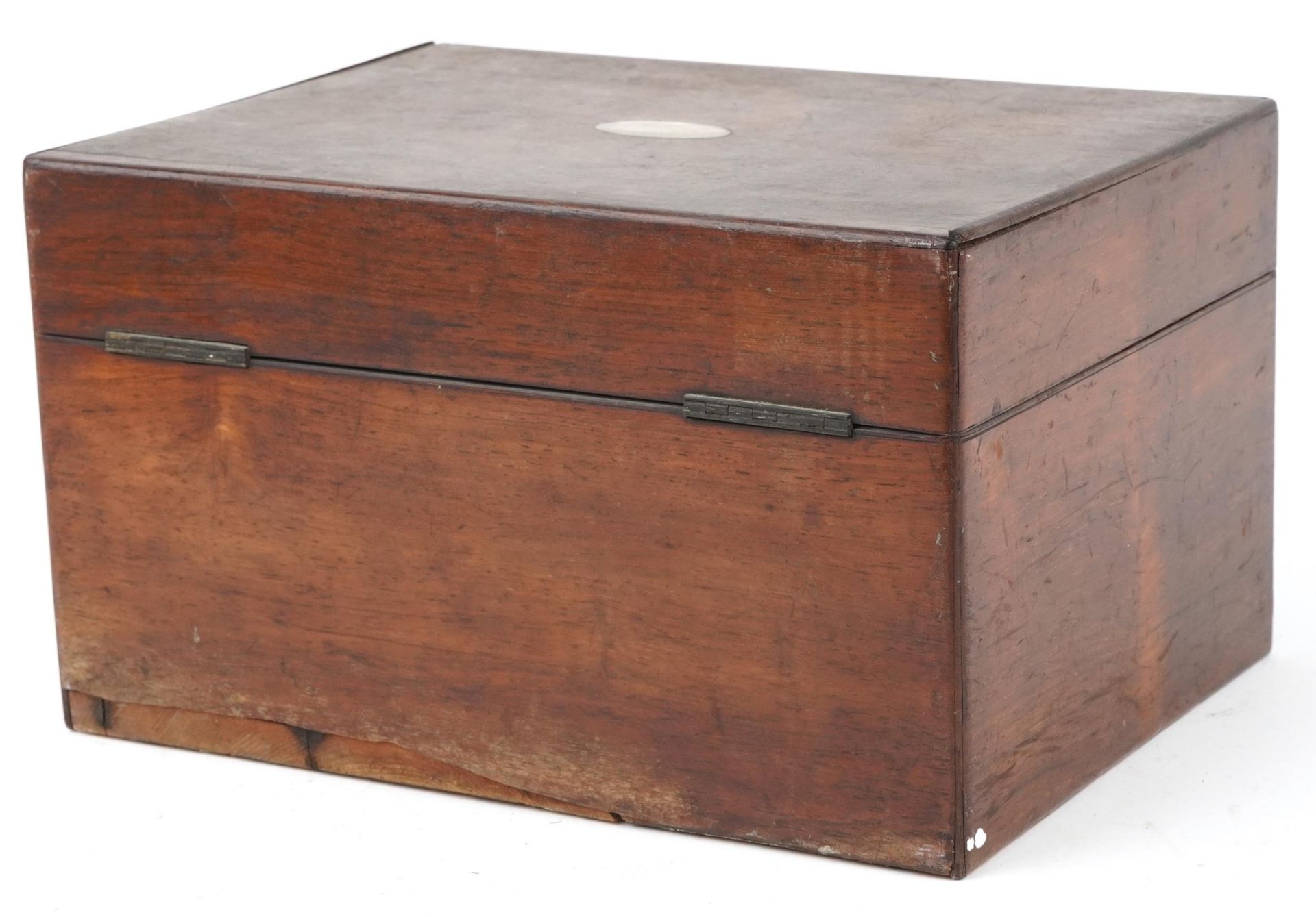 Victorian rosewood toilet box with side drawer, 18.5cm H x 31cm W x 23cm D - Image 4 of 4