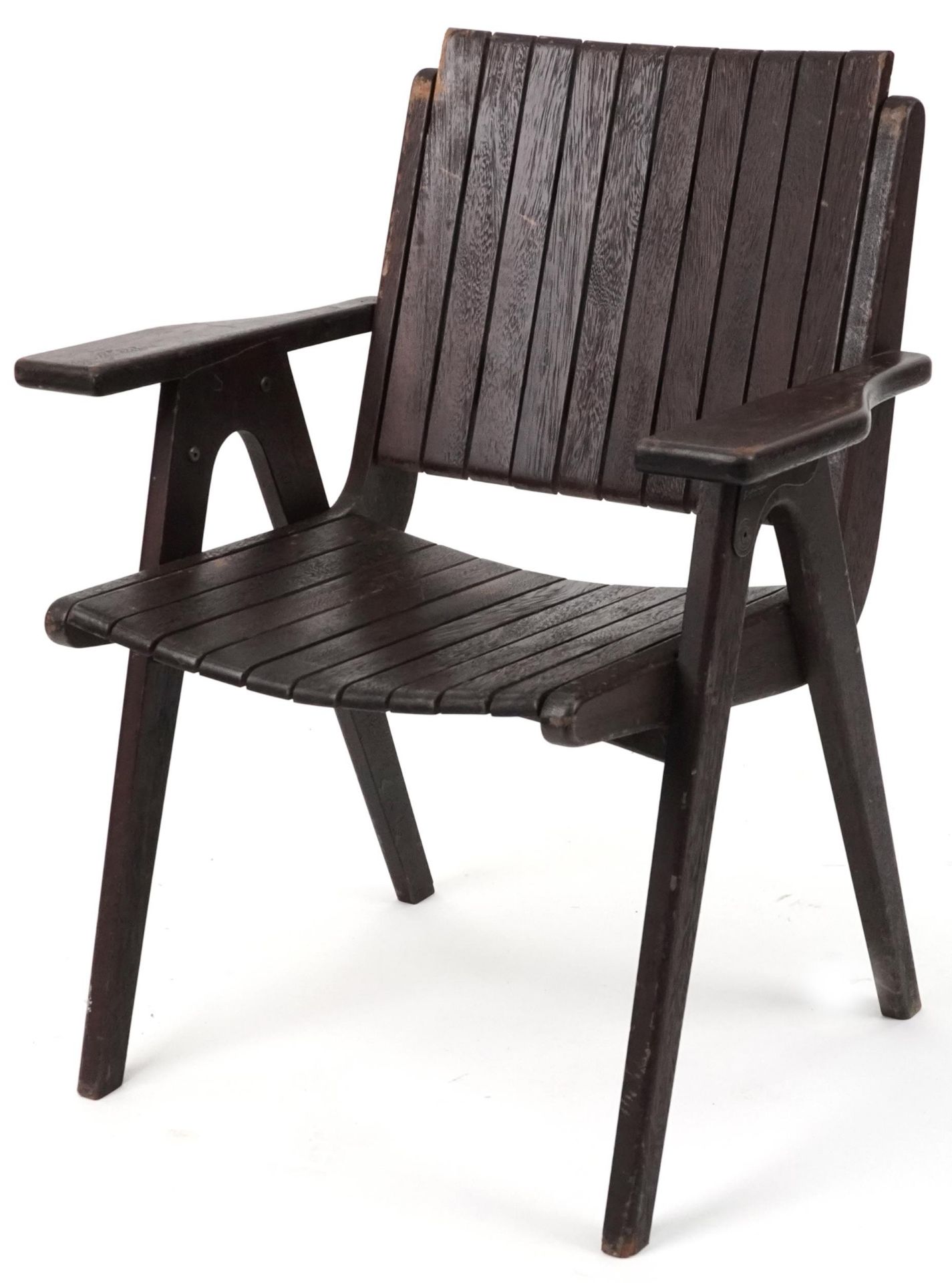 Autoban, stained teak slice chair, 81cm high