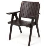 Autoban, stained teak slice chair, 81cm high