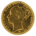 Victoria Young Head gold sovereign, indistinct date, possibly 1884, Melbourne Mint