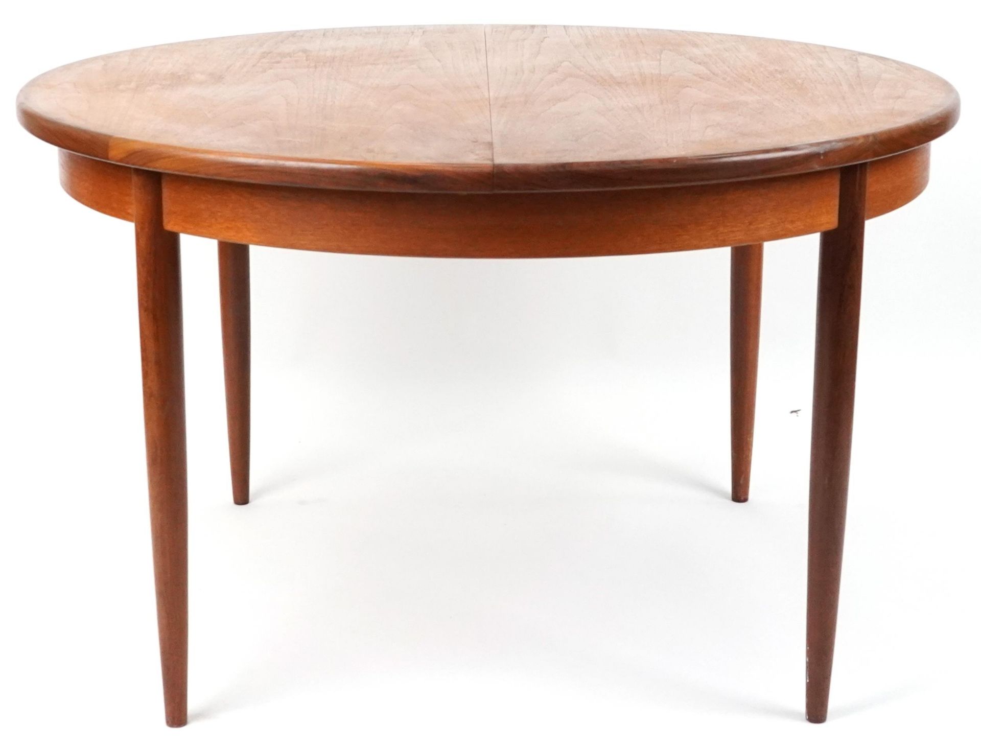 G Plan, mid century teak Fresco extending dining table, 73cm high x 121cm in diameter when closed - Image 4 of 5