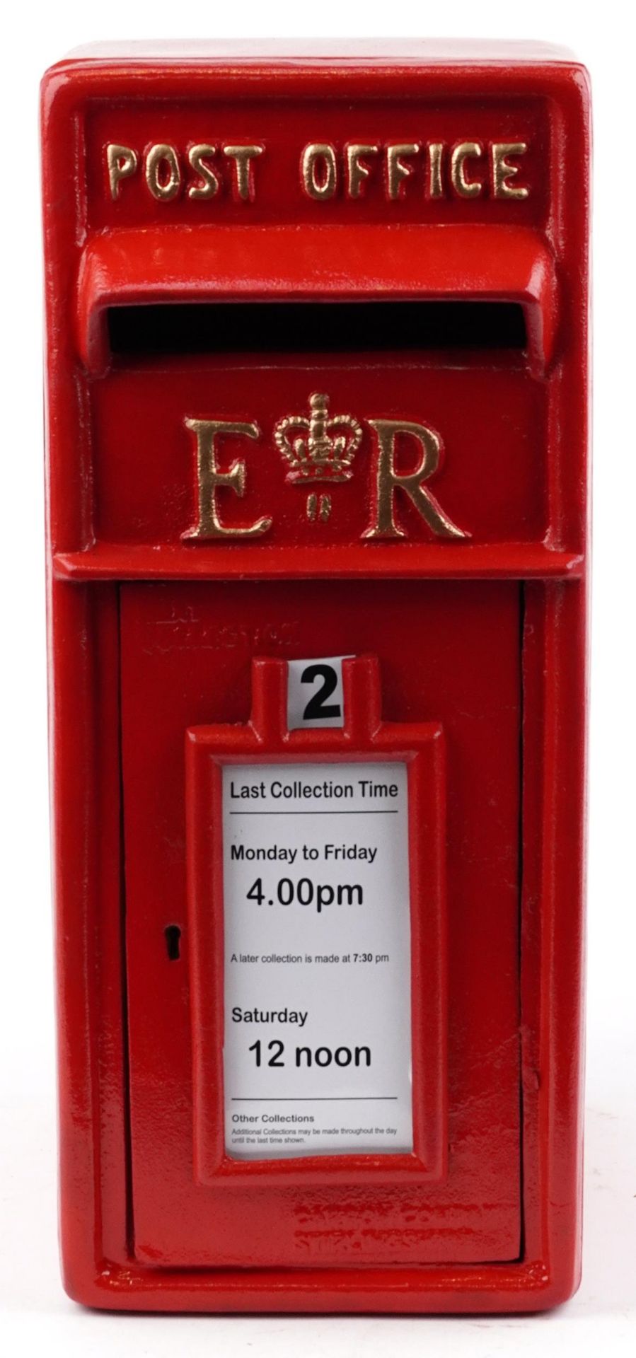 Elizabeth II style red painted metal postbox, 56cm high - Image 2 of 3
