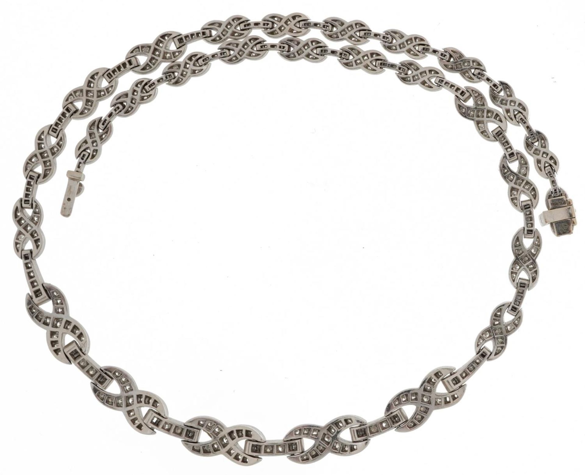 Good platinum diamond infinity link necklace, the largest diamonds approximately 2.10mm in diameter, - Image 3 of 4