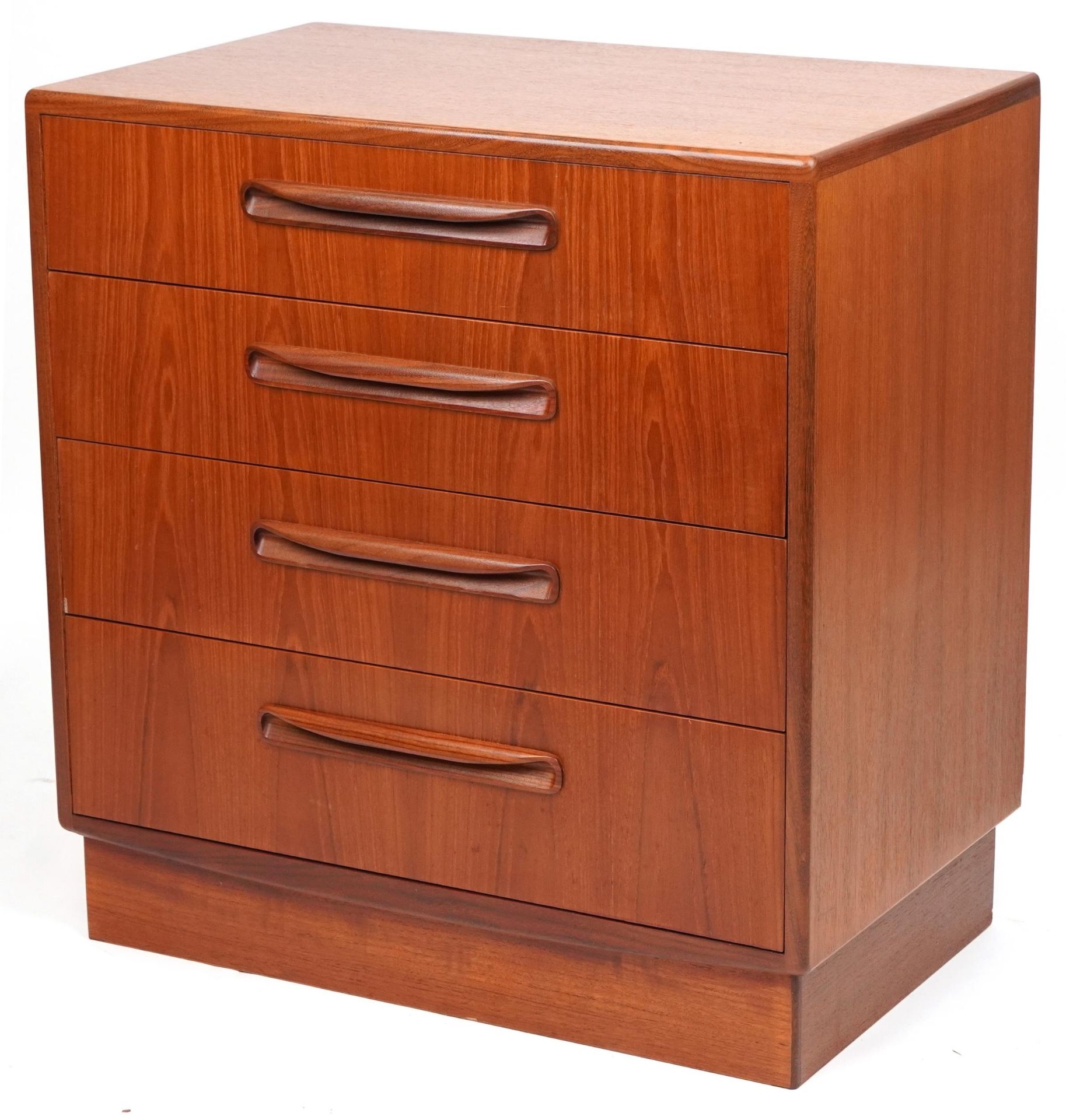 G Plan, Mid century Fresco teak four drawer chest, 76cm H x 72.5cm W x 44.5cm D