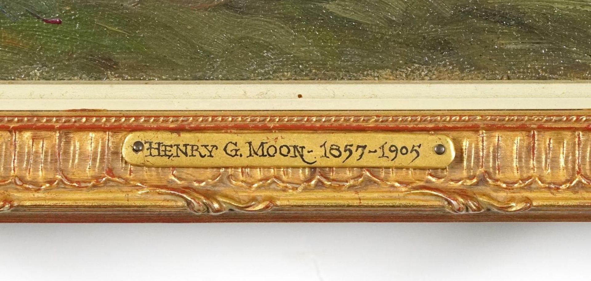 Henry George Moon - Rural landscape, 19th century English school oil on board, inscribed verso, - Bild 3 aus 5