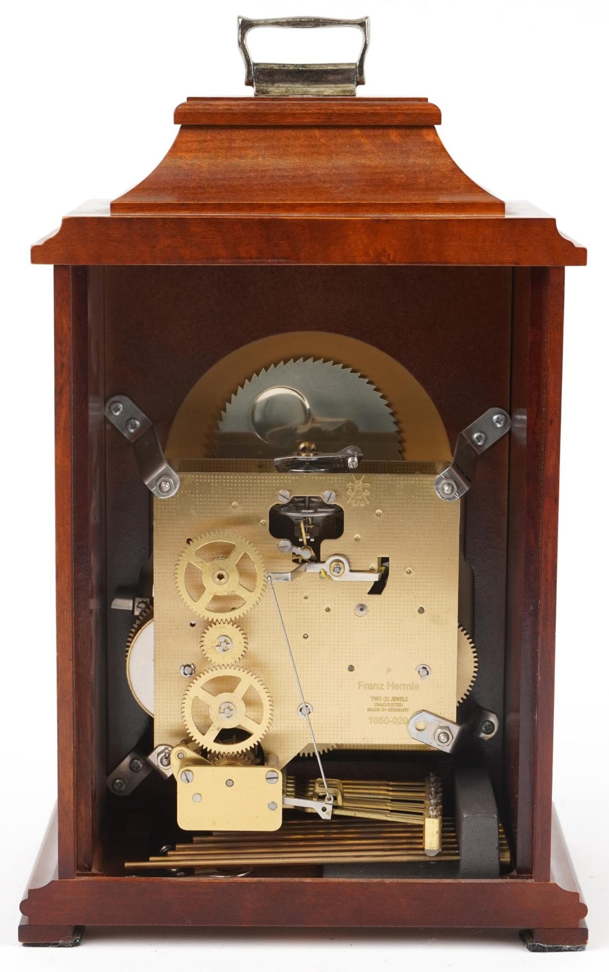 Franz Hermle, German mahogany bracket clock with Westminster chime striking on eight rods and moon - Image 4 of 5