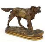 19th century gilt bronze sculpture of a Gundog, 32cm in length