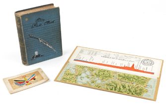 Ephemera including My First Book by Jerome K Jerome, World War I silk postcard and souvenir model of