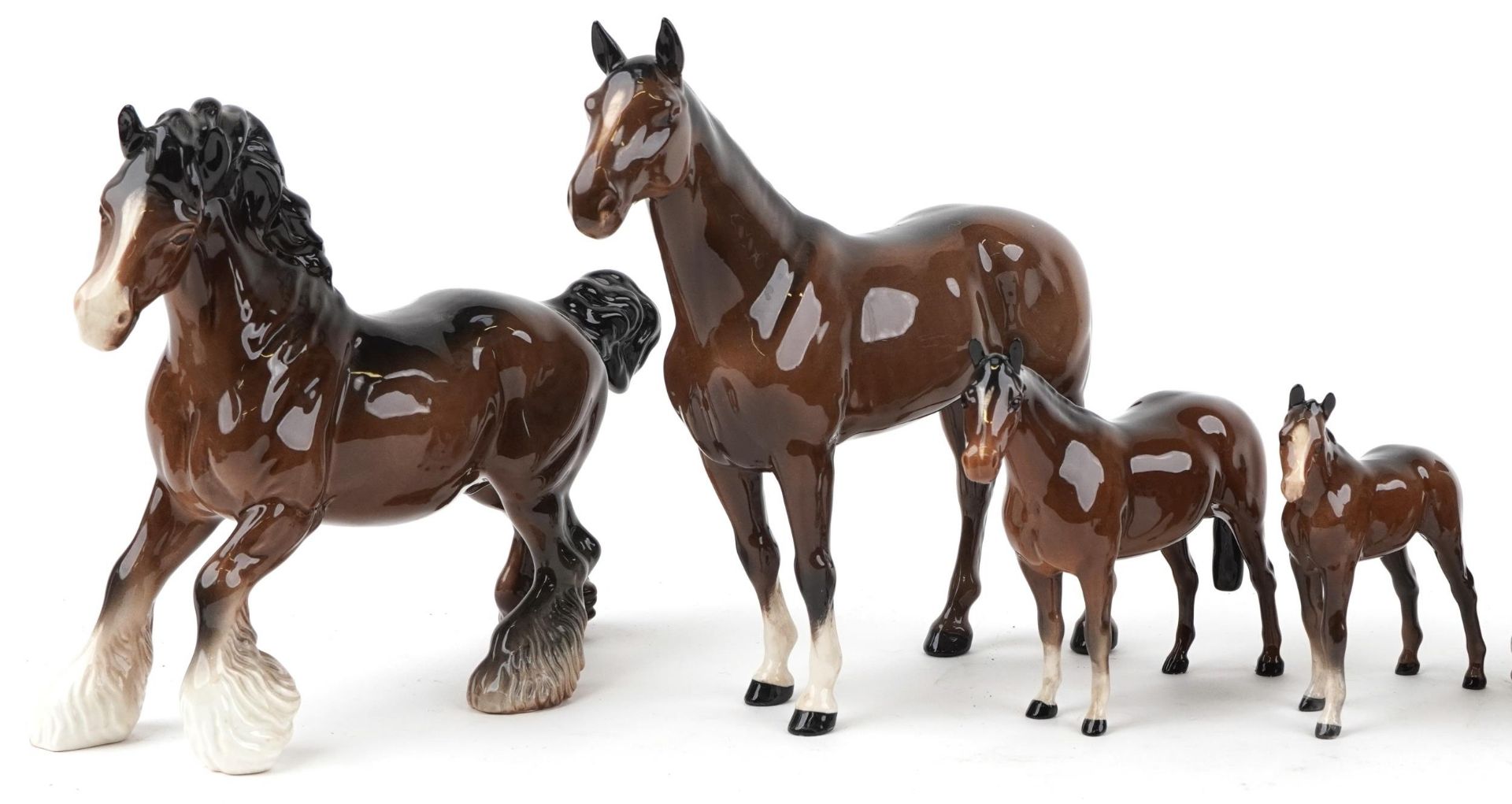 Seven Beswick collectable horses and foals, the largest 23cm in length - Image 2 of 6
