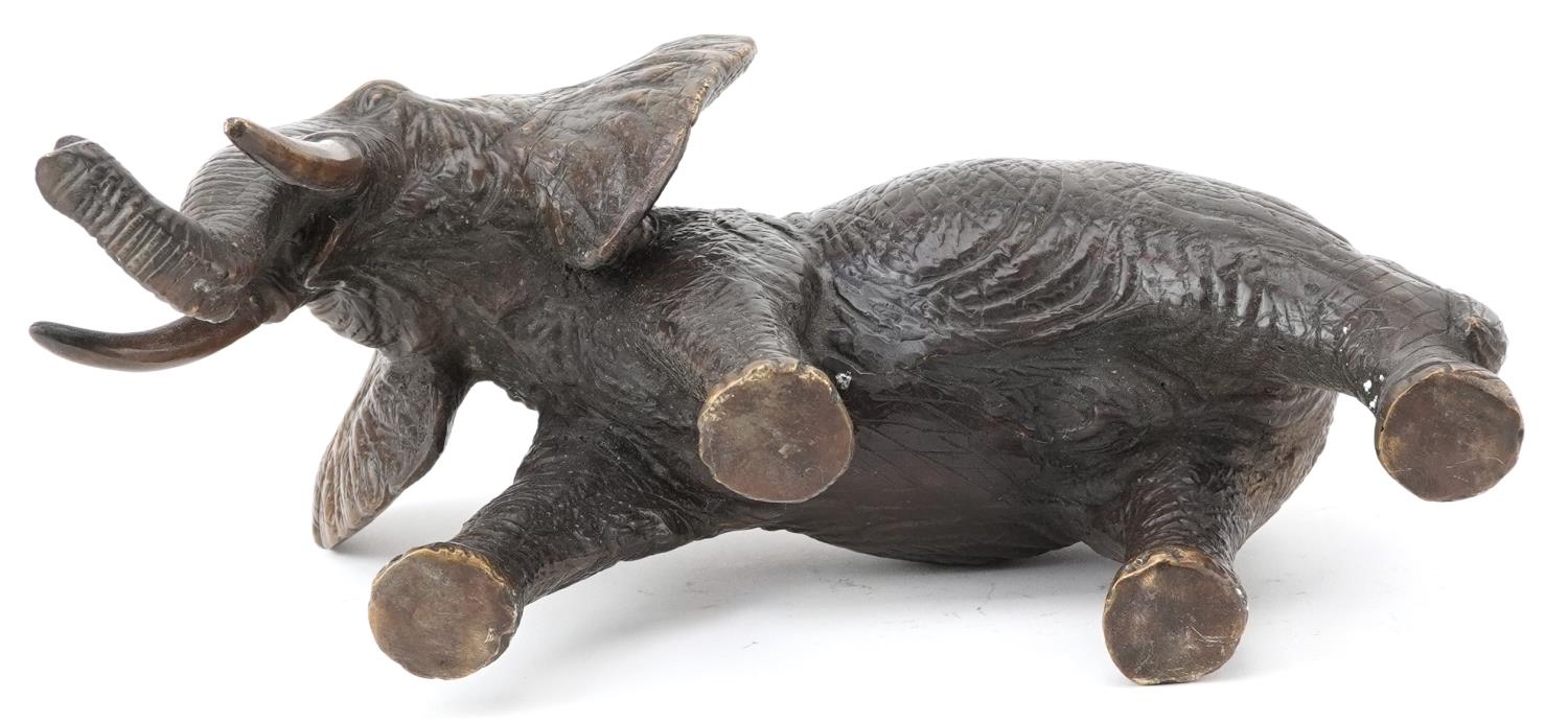 Japanese patinated okimono of a bull elephant, 30cm in length - Image 7 of 7