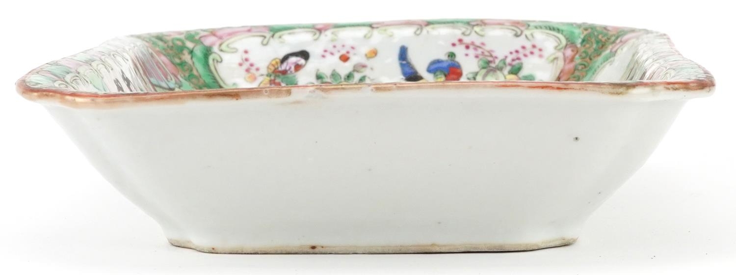 Chinese Canton rectangular dish hand painted in the famille rose palette with panels of figures - Image 11 of 11