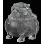 Chinese crystal censer and cover in the form of a qilin, 8.5cm in length