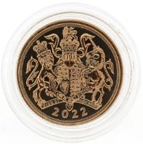 Elizabeth II 2022 Royal Coat of Arms gold sovereign