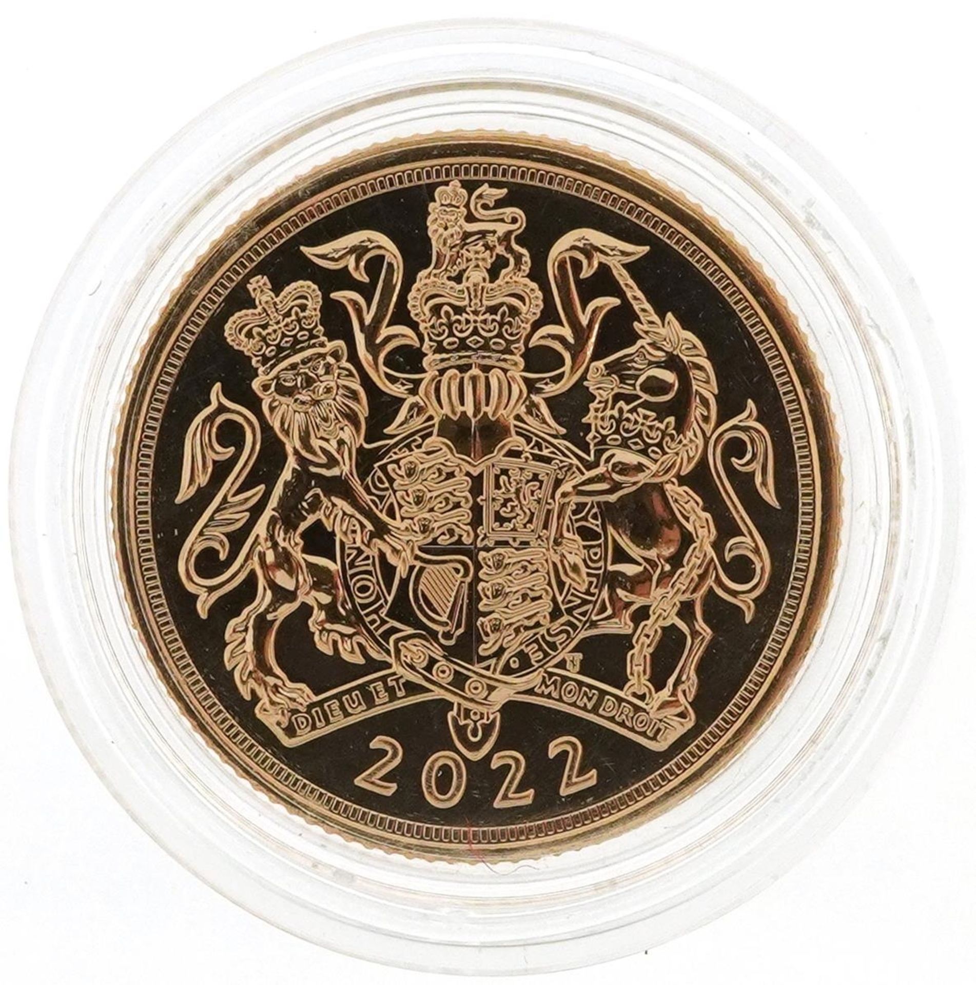 Elizabeth II 2022 Royal Coat of Arms gold sovereign