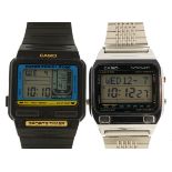 Casio, two vintage Casio digital wristwatches with paperwork comprising Casio Dictionary and Casio