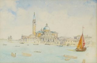 San Giorgio Maggiore, Venice, 19th century Italian school watercolour, mounted, framed and glazed,