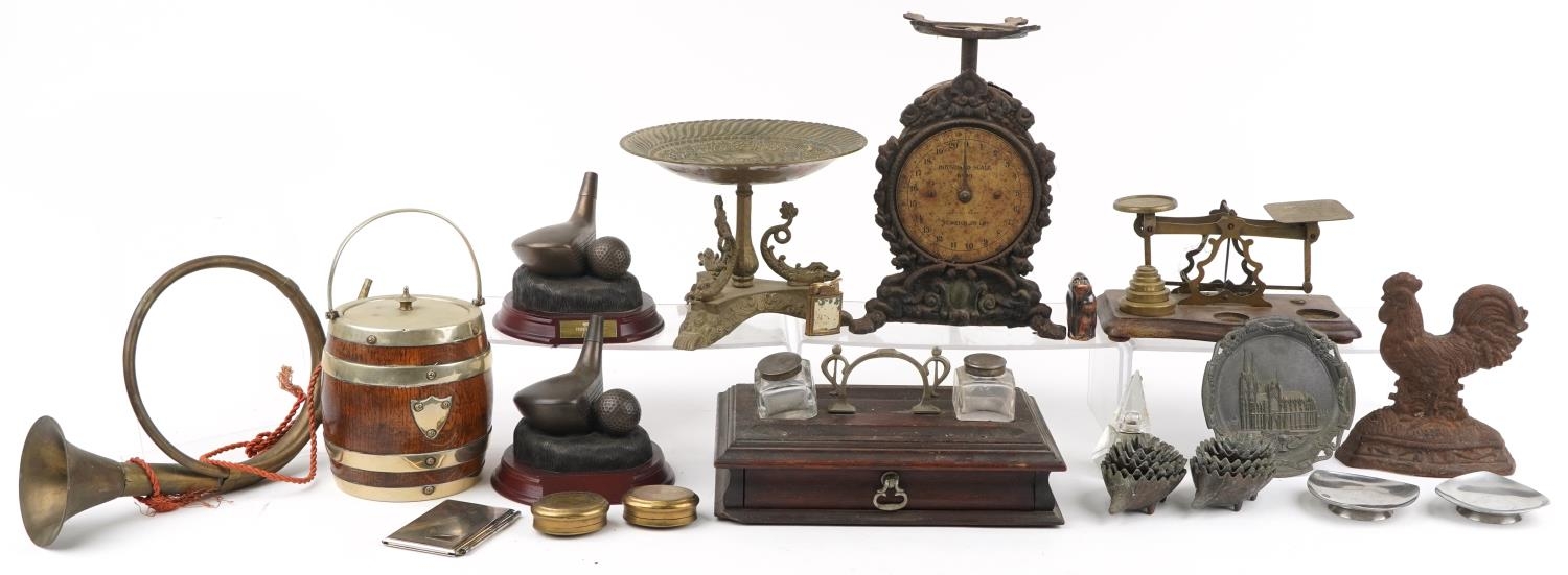 19th century and later sundry items including a Venetian style centrepiece with dolphin supports,