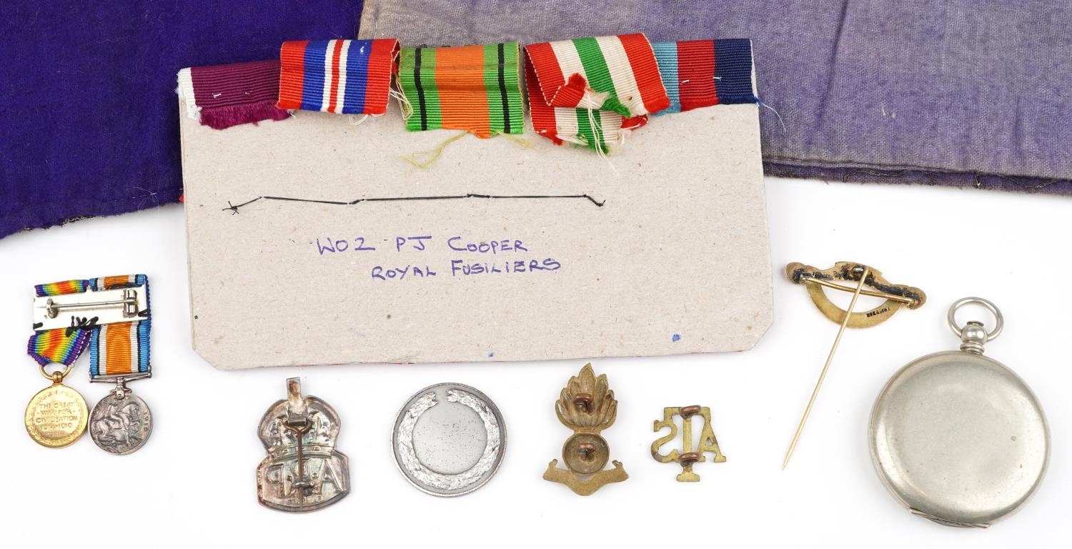 British military medal group relating to P J Cooper of The Royal Fusiliers including two tapestries, - Image 4 of 4