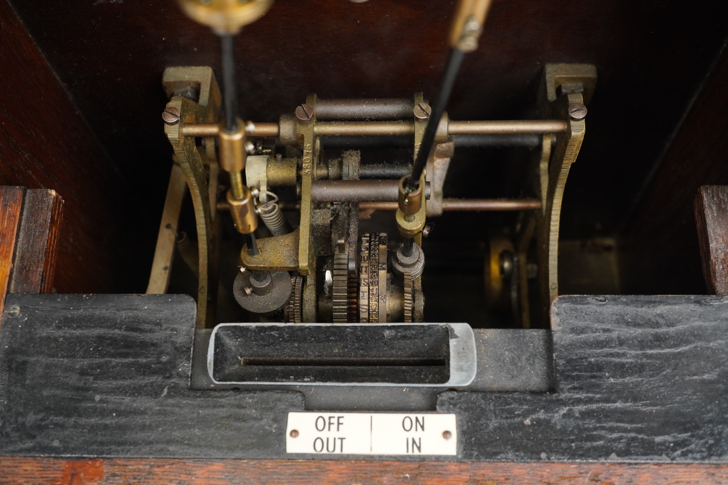 Gledhill-Brook Time Recorders patent oak clocking in machine having circular dial with Roman - Image 9 of 13