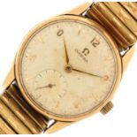 Omega, gentlemen's 9ct gold manual wind wristwatch having subsidiary dial with Arabic numerals,