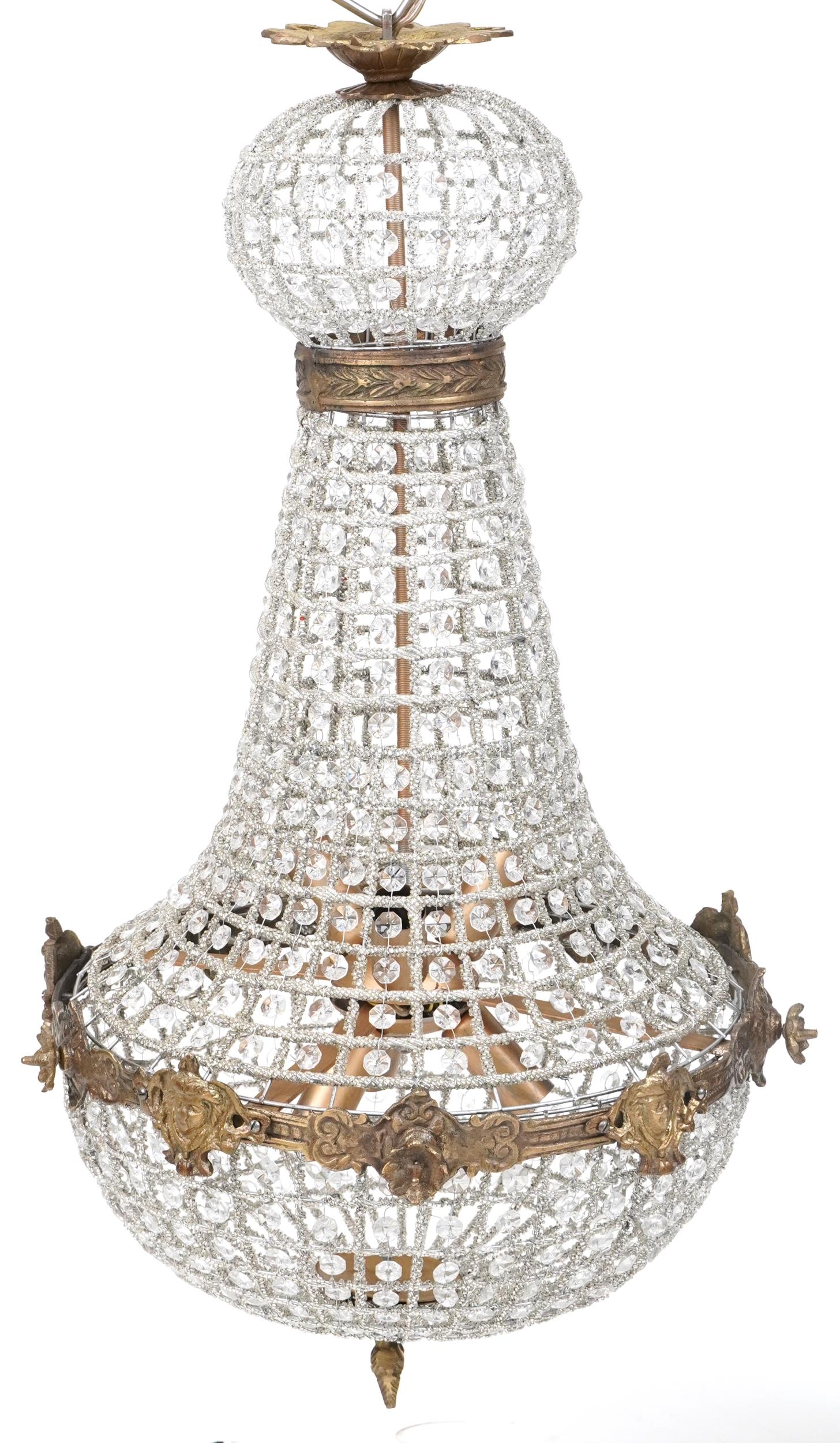 Ornate chandelier with brass mounts, 75cm high