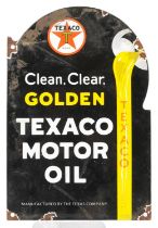 Automobilia interest Texaco Motor Oil enamel advertising sign, 30cm x 20cm