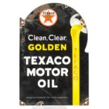 Automobilia interest Texaco Motor Oil enamel advertising sign, 30cm x 20cm