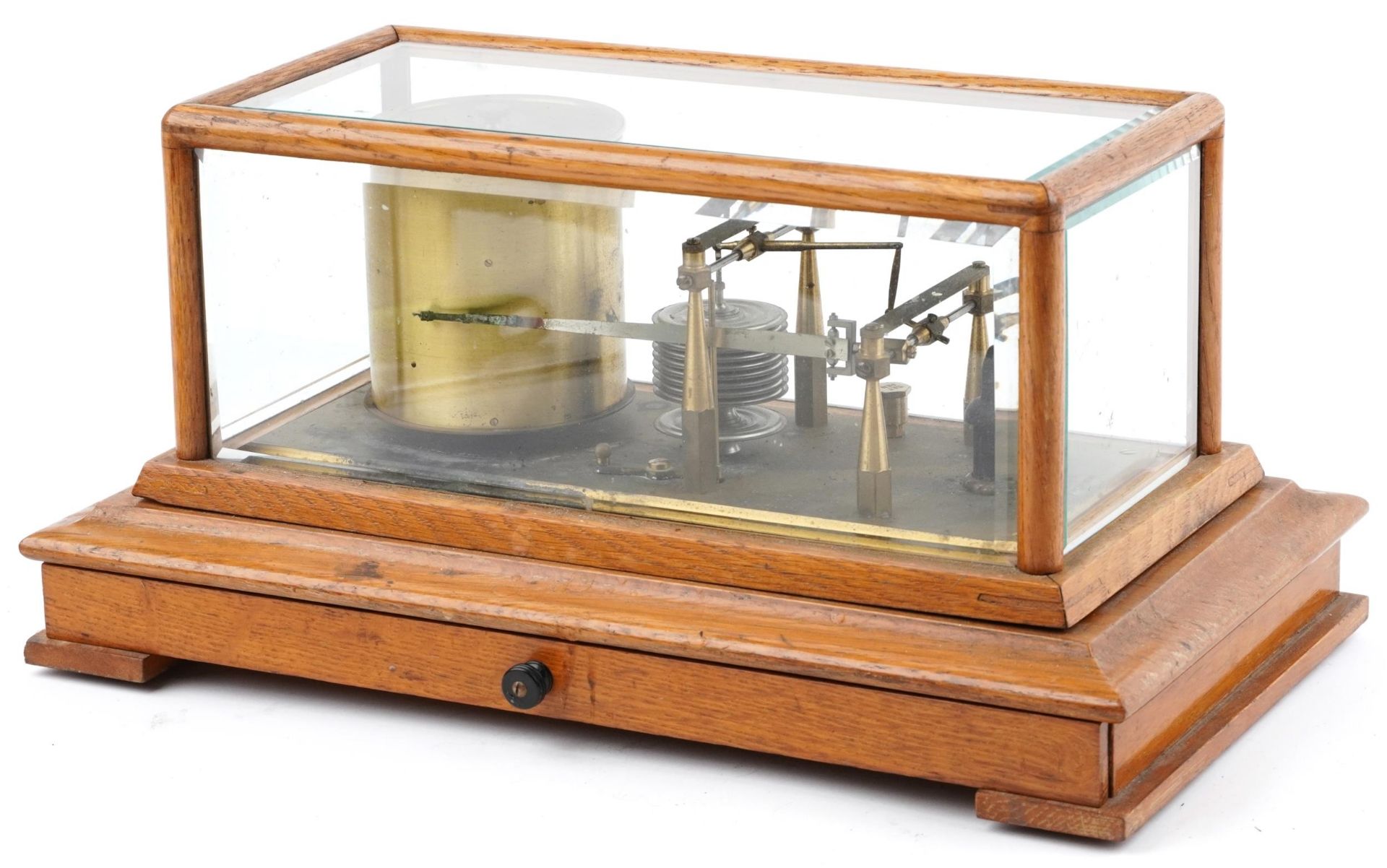 Negretti & Zambra, Victorian oak cased barograph with Regency jewelled movement and various