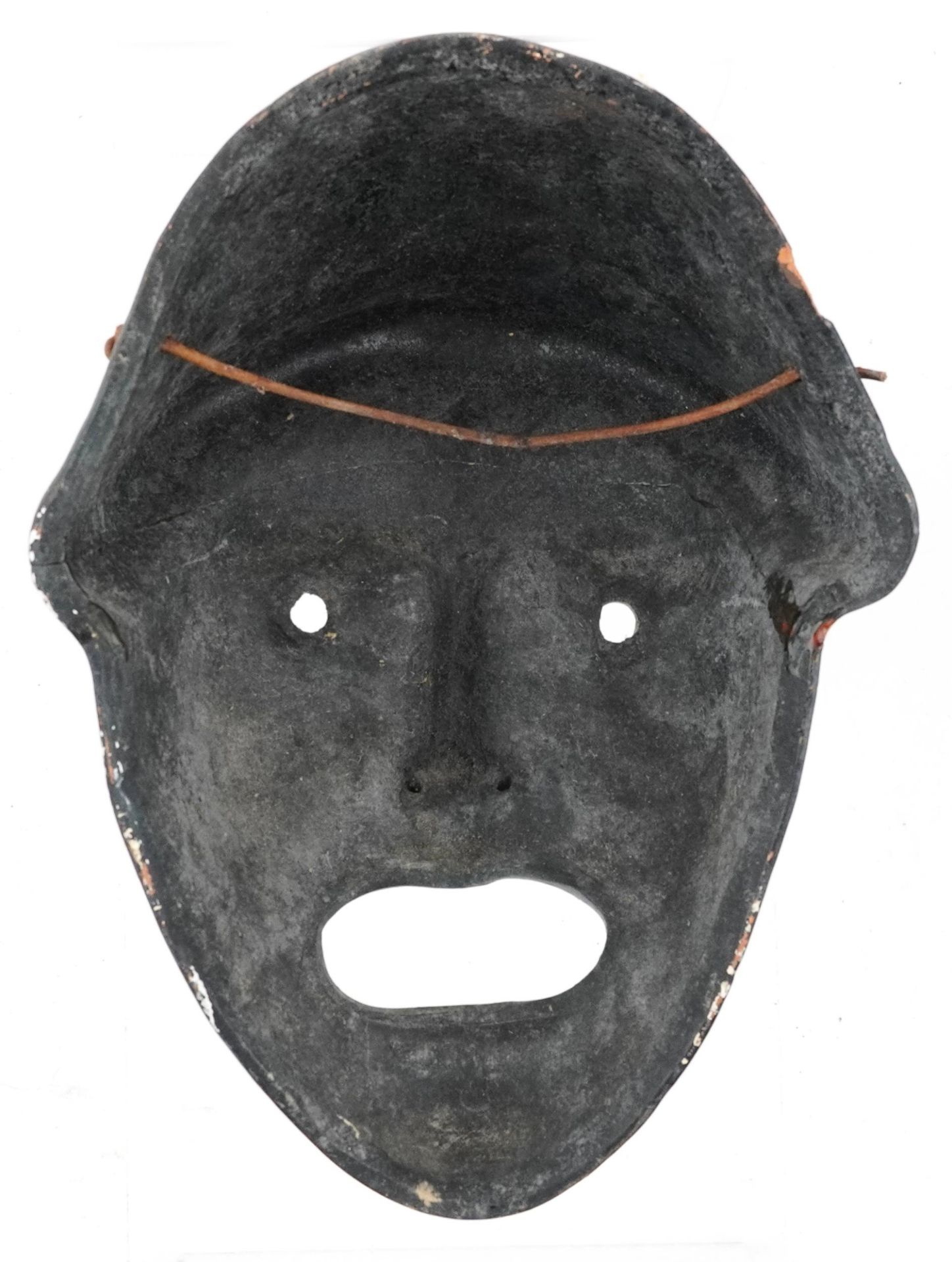 Greek verdigris style terracotta theatrical tragedy wall mask, 24cm high - Image 2 of 2