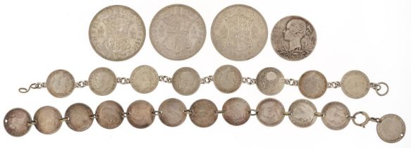 Victorian and later coinage and a Diamond Jubilee commemorative silver medallion, the coinage