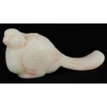 Indian white jade carving of a bird, 10.5cm in length